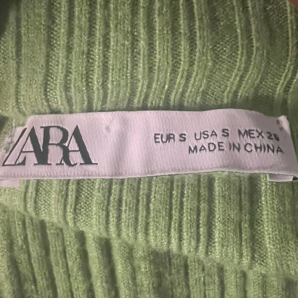 Zara Green Ribbed Midi Dress - Picture 5 of 6